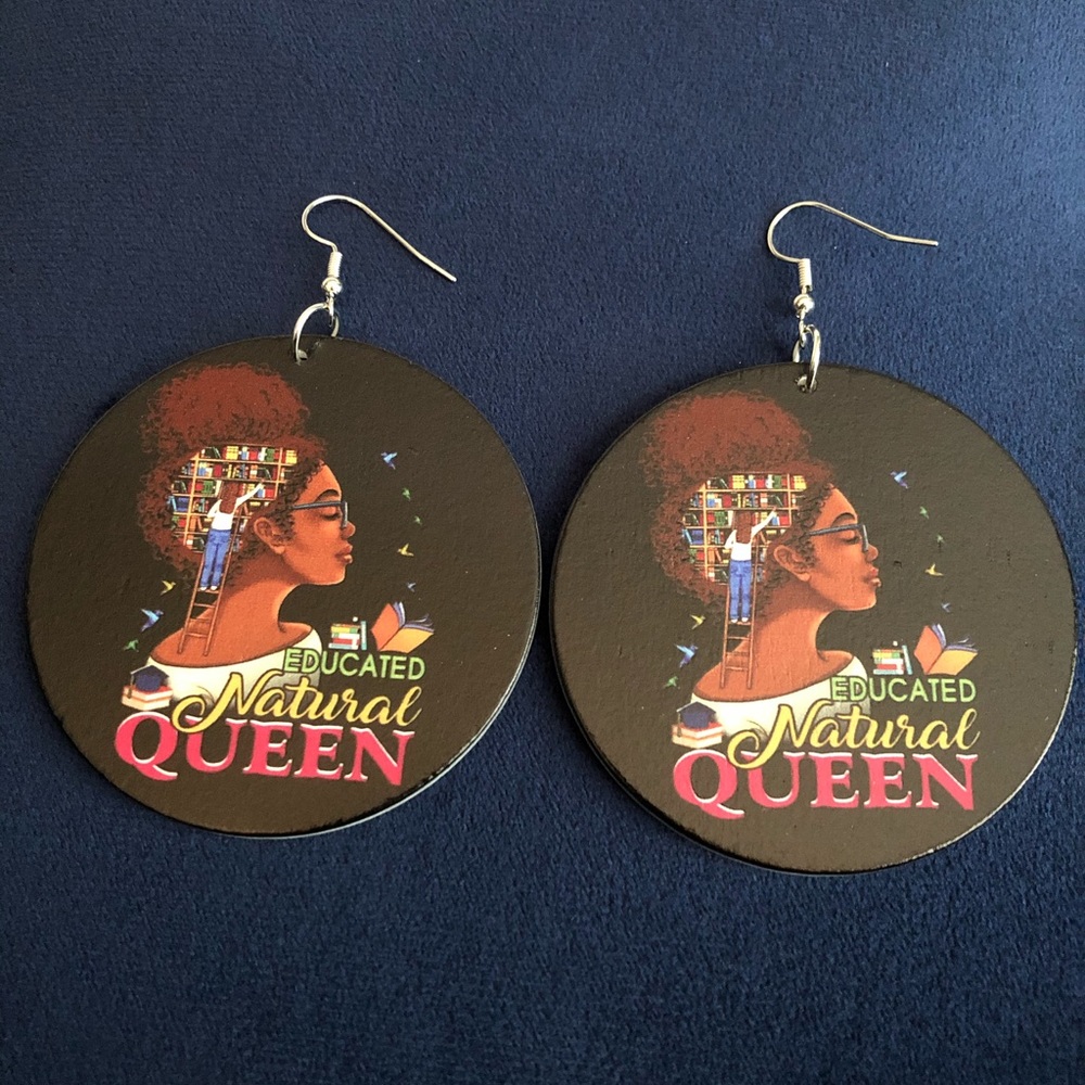 Women’s Ethnic Earrings Educated Natural Queen Juneteenth